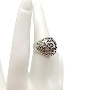 Sterling Silver .925 Filigree Dome Ring Size 6.5 Vintage